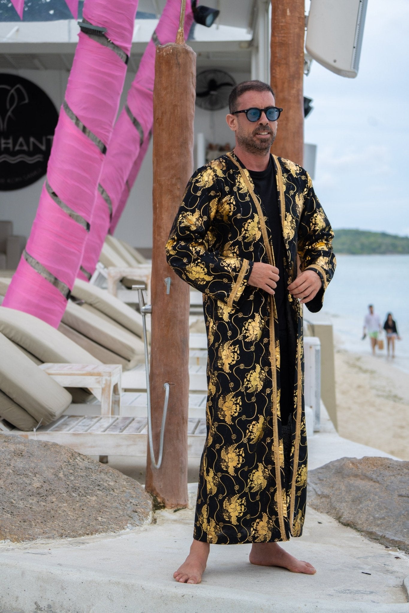 Black & Gold Cover-Up | Double-Slit & No-Slit Travel & Resort Wear - Zawadi Hat Fashion