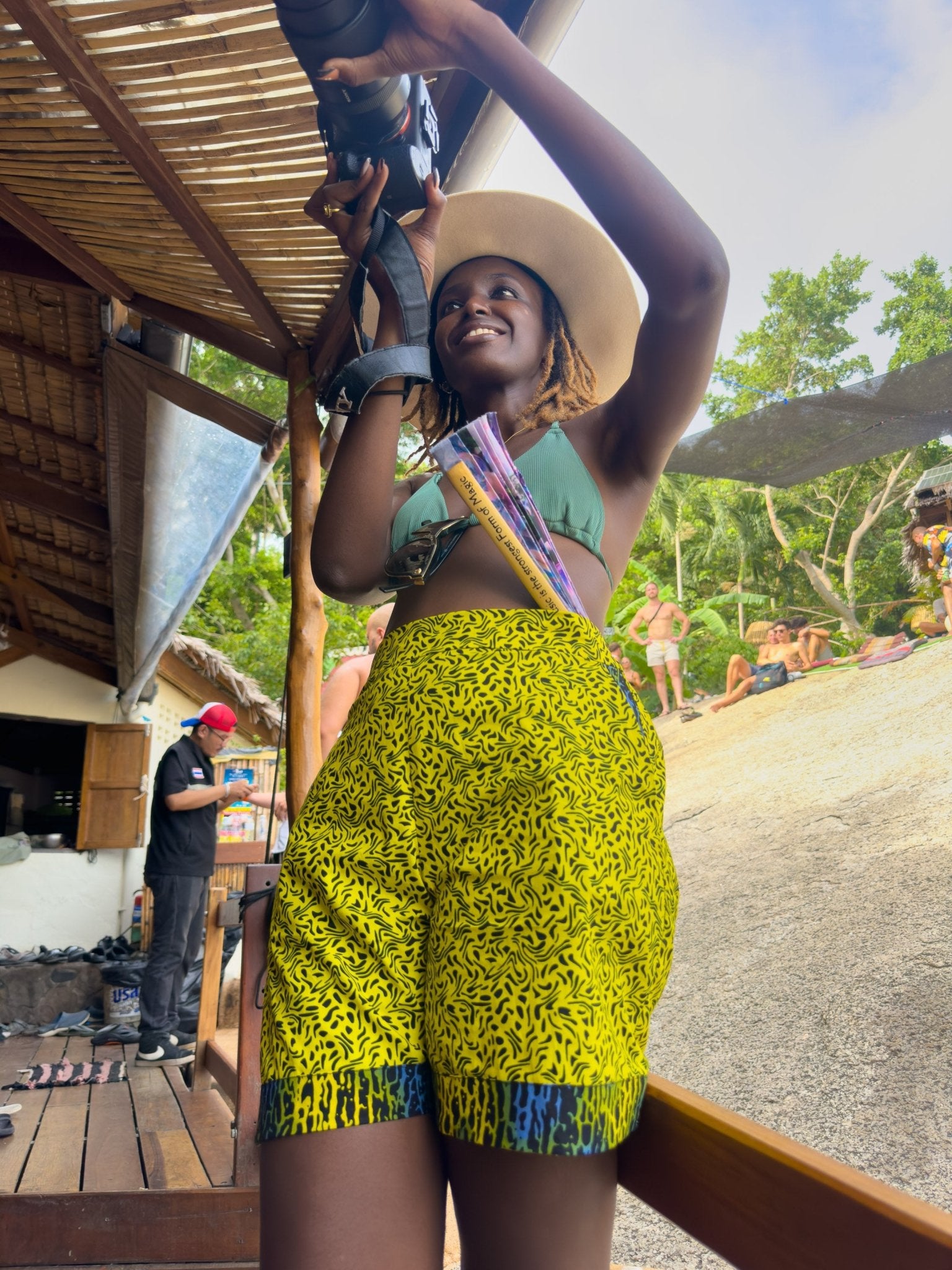 Electric Safari Resort Shorts | African Print Wear - Zawadi Hat Fashion