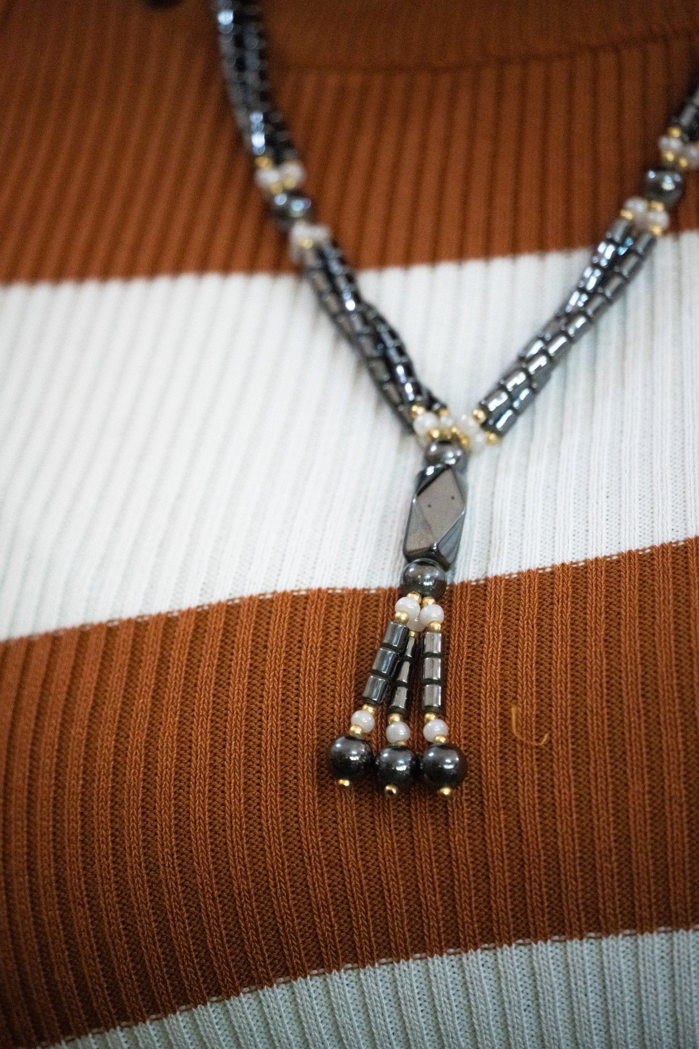 Hematite & Gold Accent Necklace - Zawadi Hat Fashion