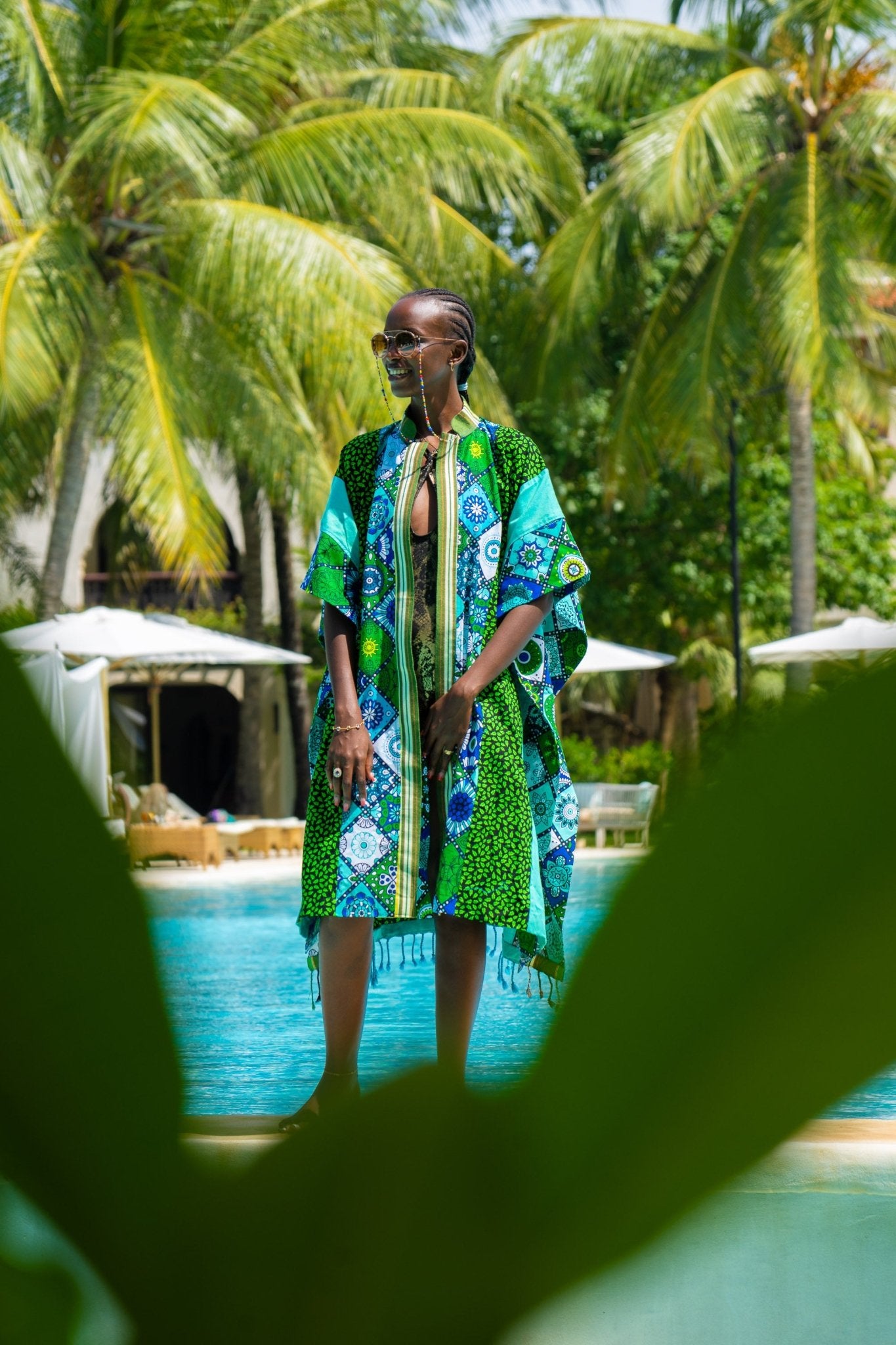 Mandala Bloom Kenyan Wrap | African Print Open Kaftan - Zawadi Hat Fashion