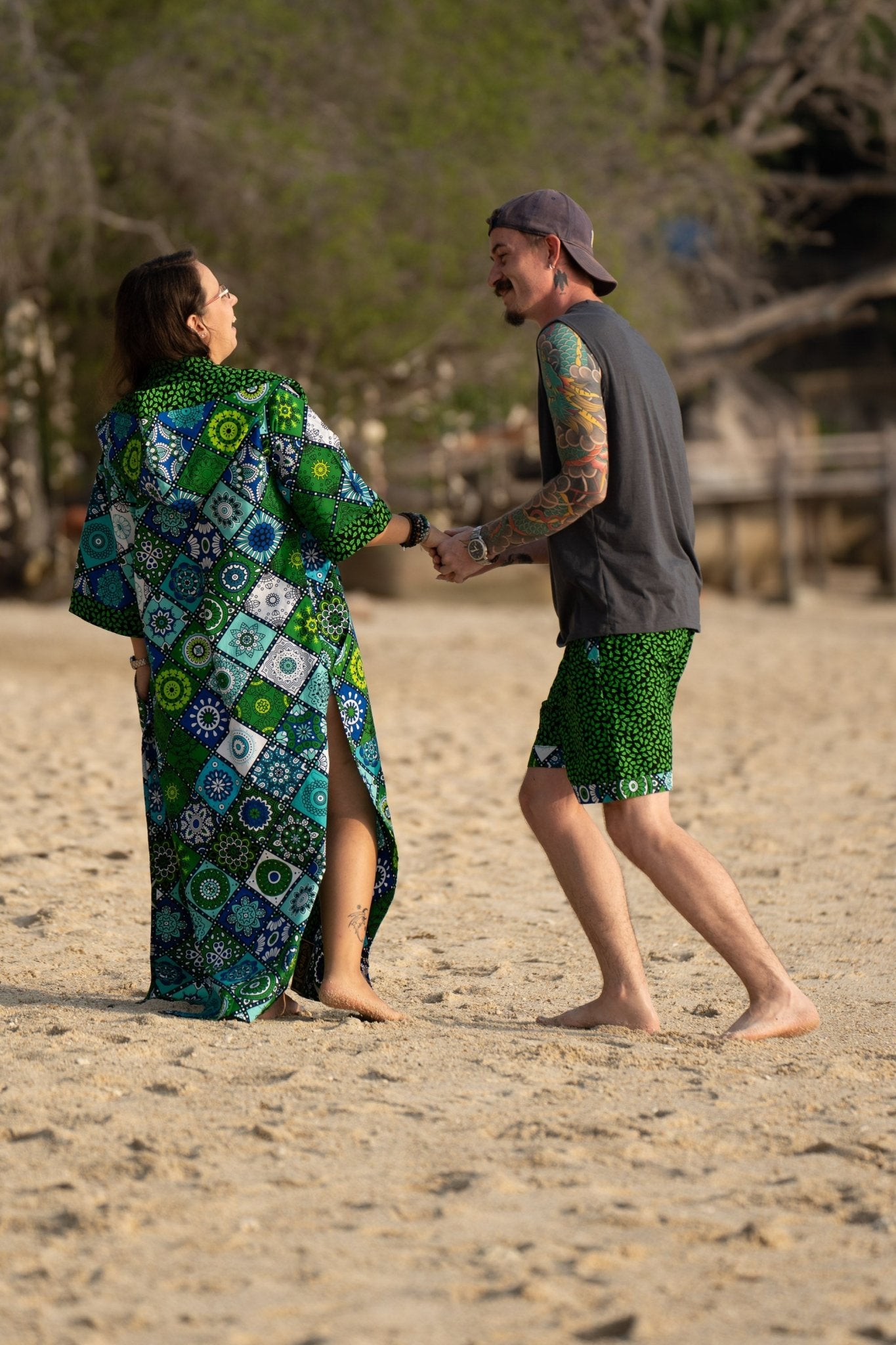 Mandala Bloom African Print Kimono Cover - Up — Double - Slit Luxury Resort Wear - Zawadi Hat Fashion