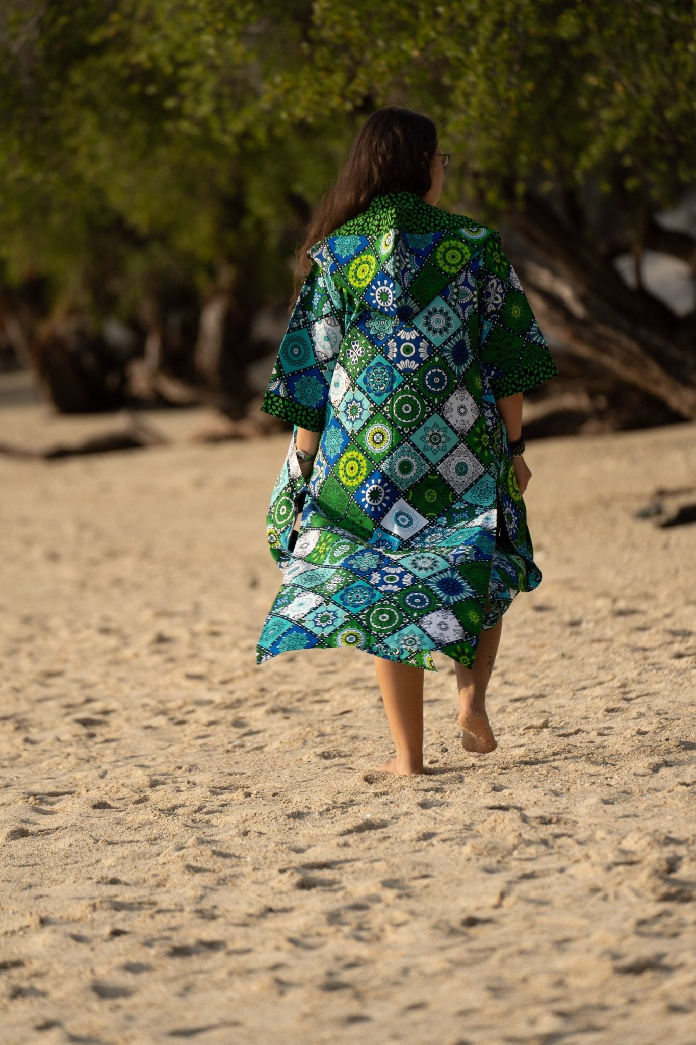 Mandala Bloom African Print Kimono Cover - Up — Double - Slit Luxury Resort Wear - Zawadi Hat Fashion