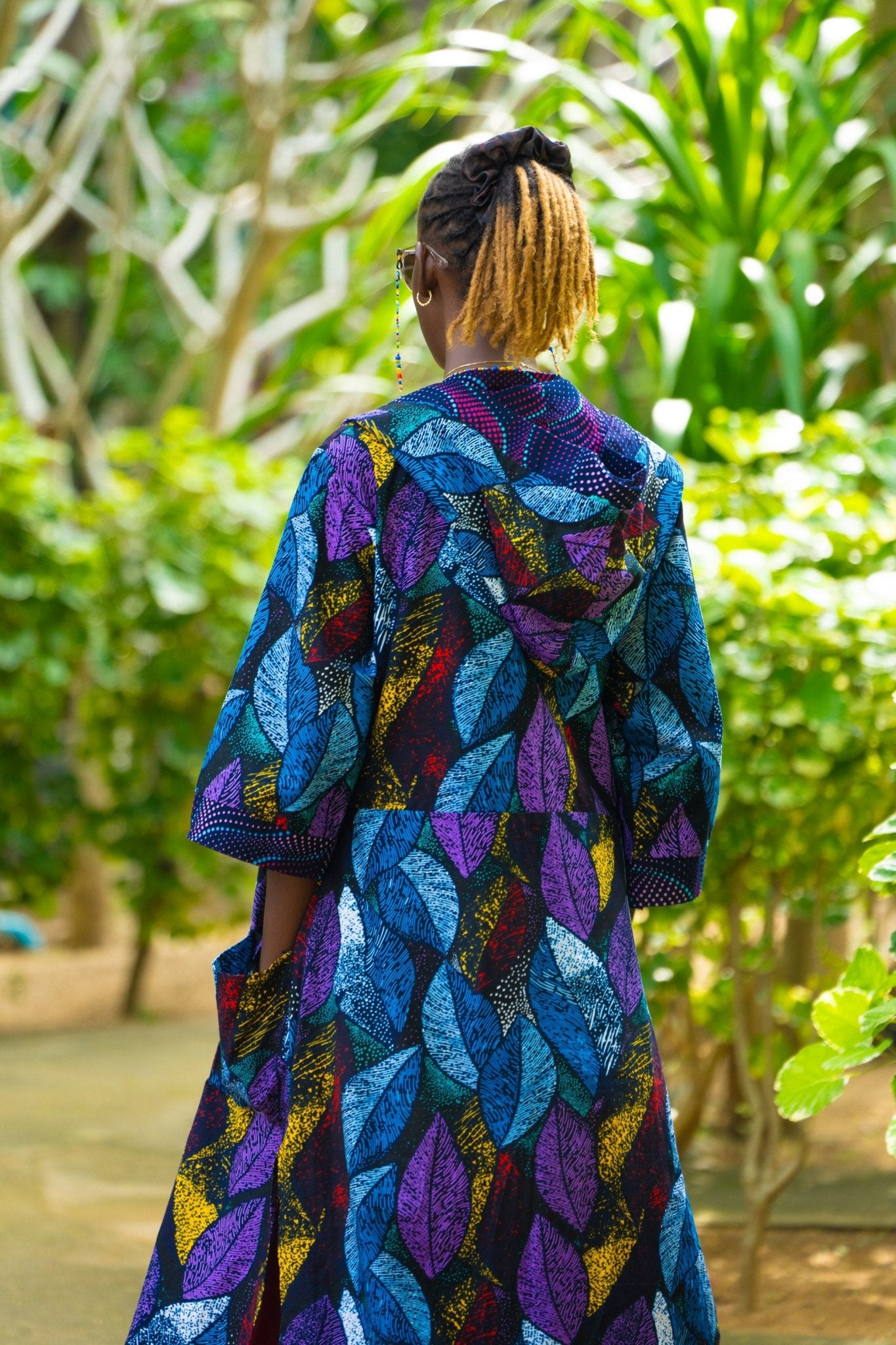 Midnight Garden Long Cover - Up — Double - Slit Luxury Resort Wear - Zawadi Hat Fashion