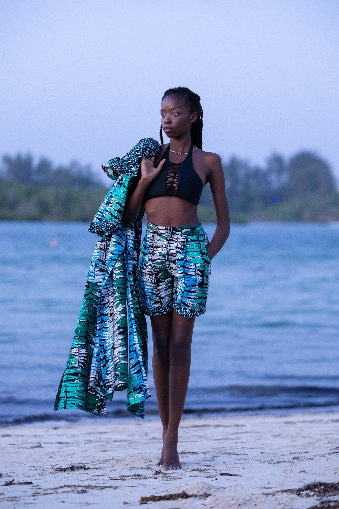 Ocean Teal Long Cover - Up — Double - Slit Luxury Resort Wear - Zawadi Hat Fashion