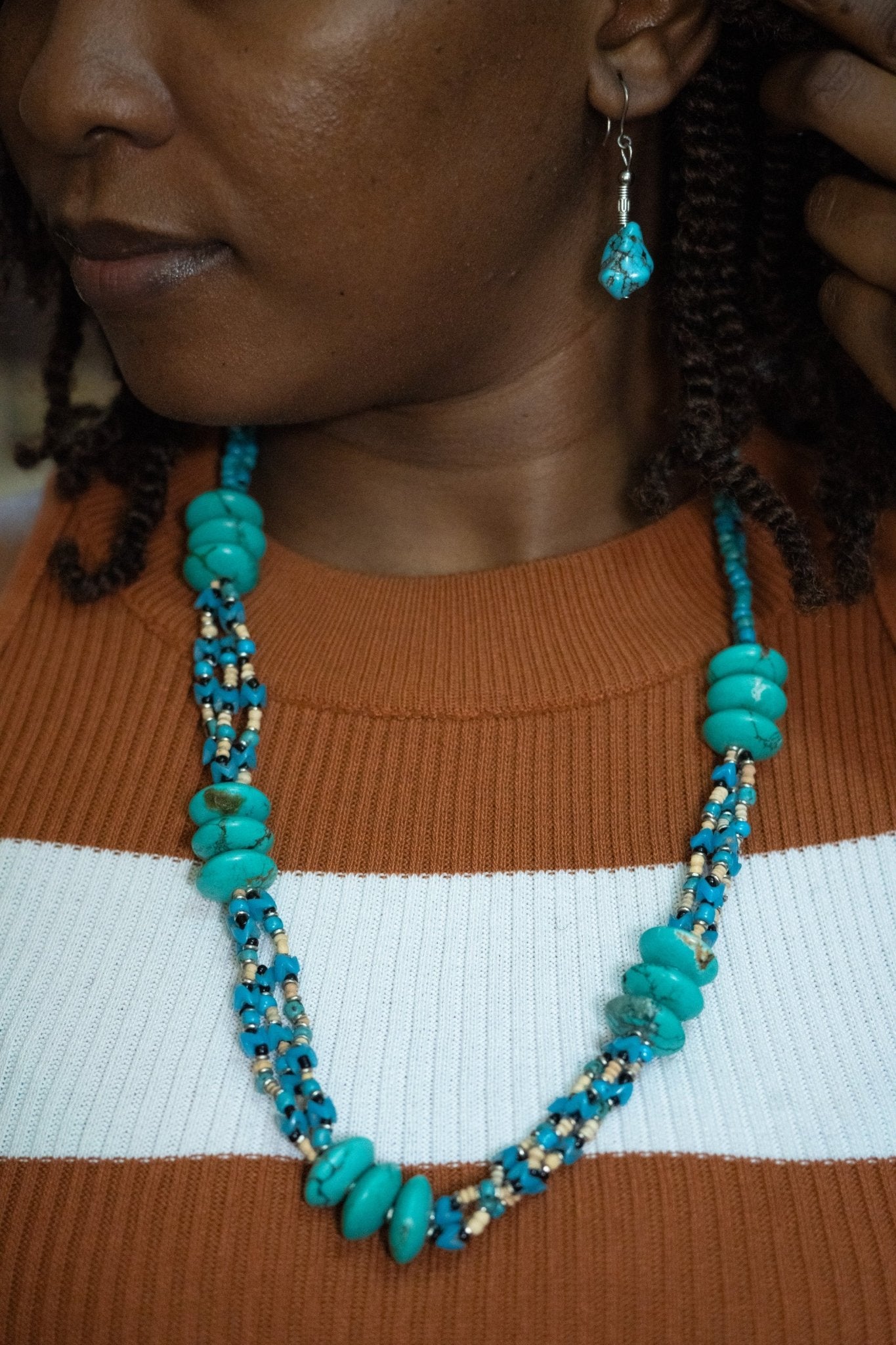 Turquoise Multi - Strand Necklace - Zawadi Hat Fashion