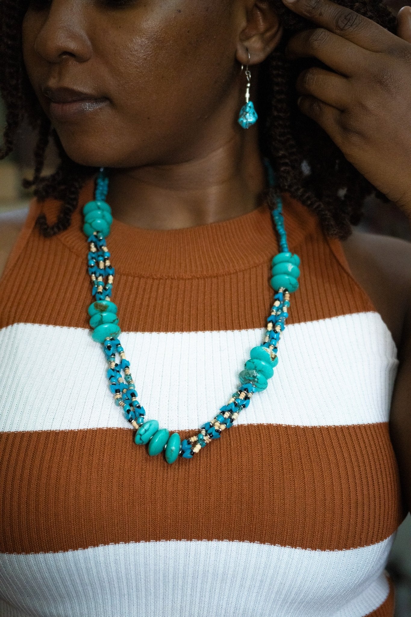 Turquoise Multi - Strand Necklace - Zawadi Hat Fashion