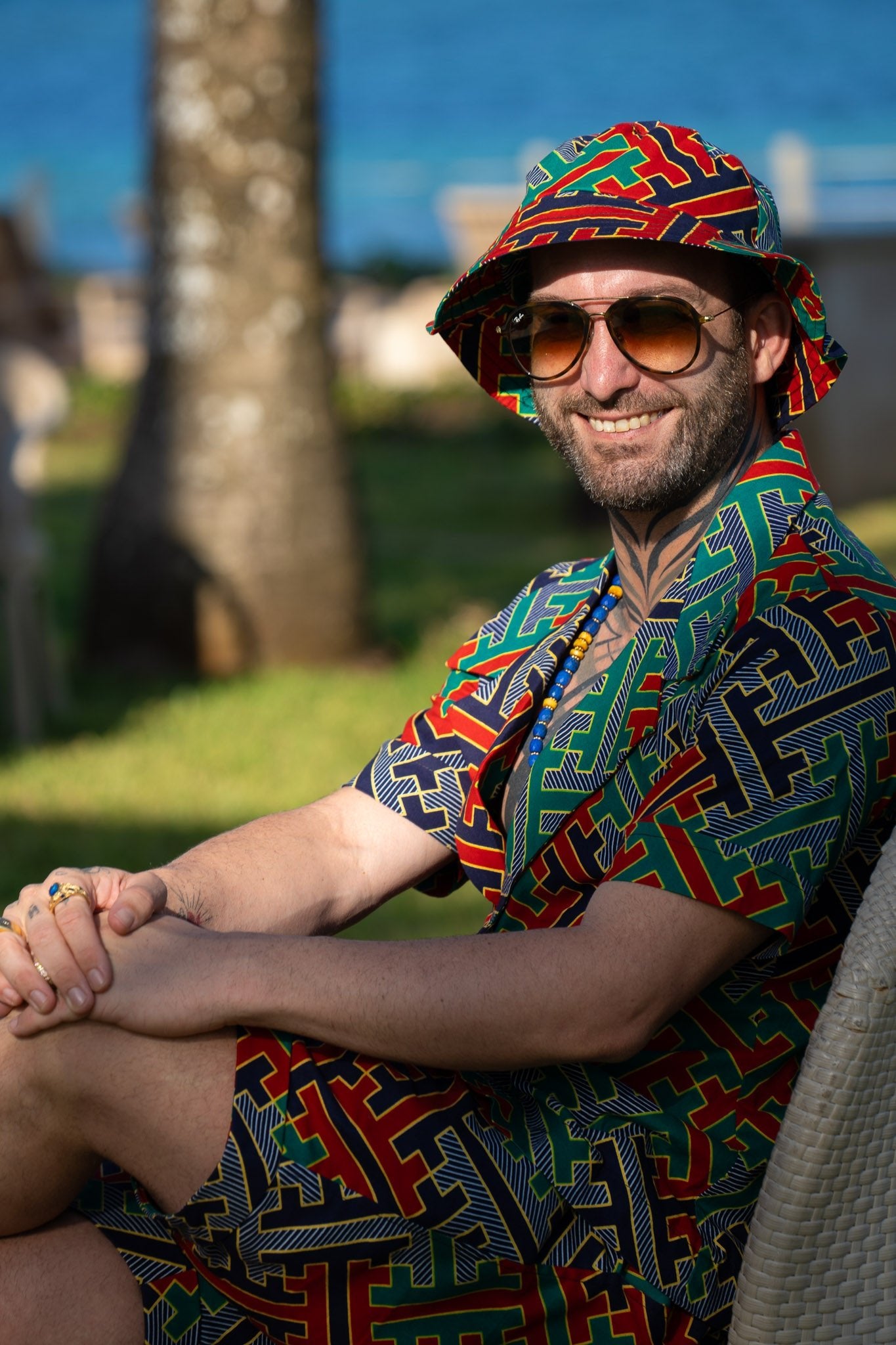 Zamu — African Print Resort Male Set - Zawadi Hat Fashion