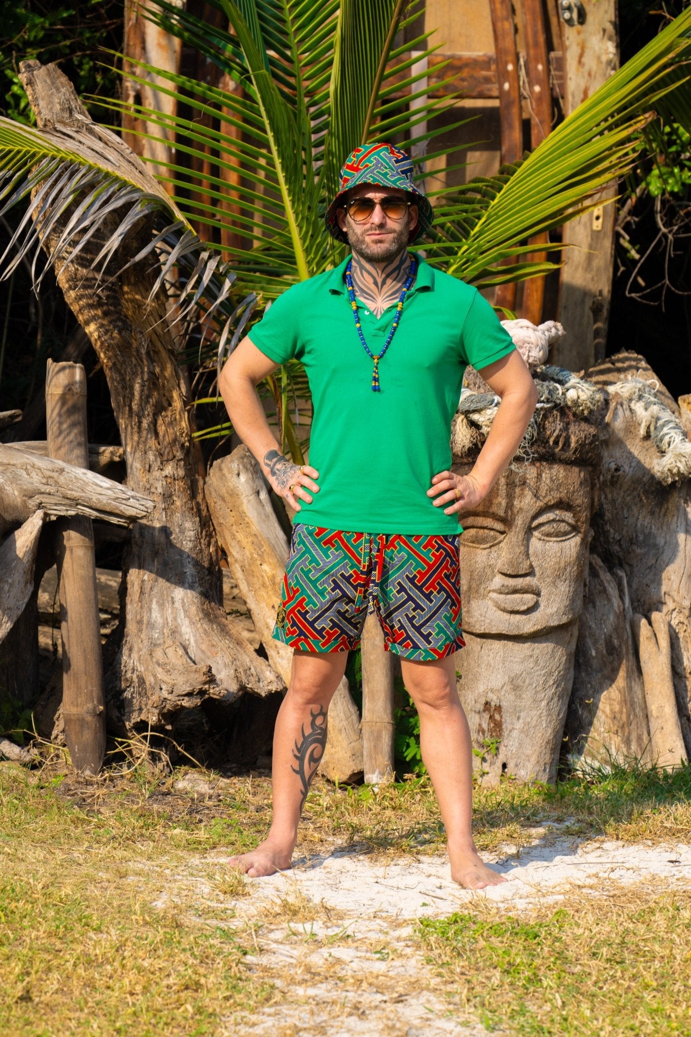 Zamu Beach Shorts — African Print Men's Resort Shorts - Zawadi Hat Fashion