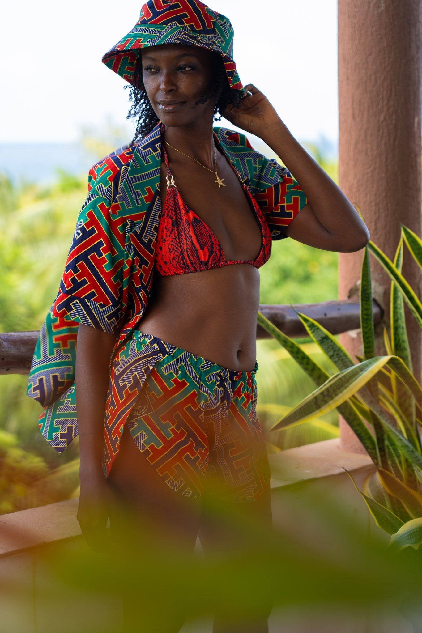 Zamu Beach Shorts — African Print Resort Shorts - Zawadi Hat Fashion