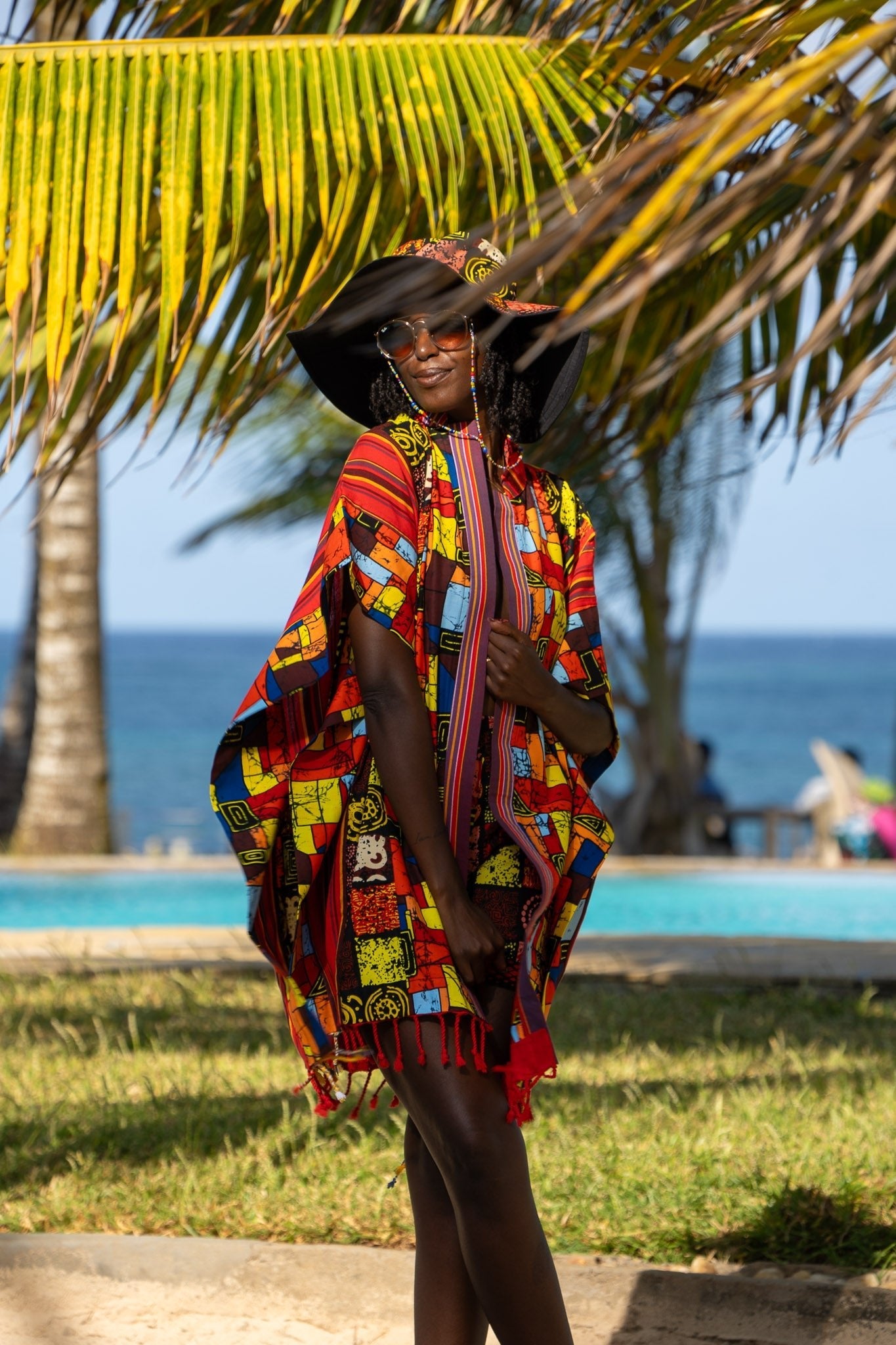 Spice Mix Kenyan Wrap | African Print Open Kaftan - Zawadi Hat Fashion