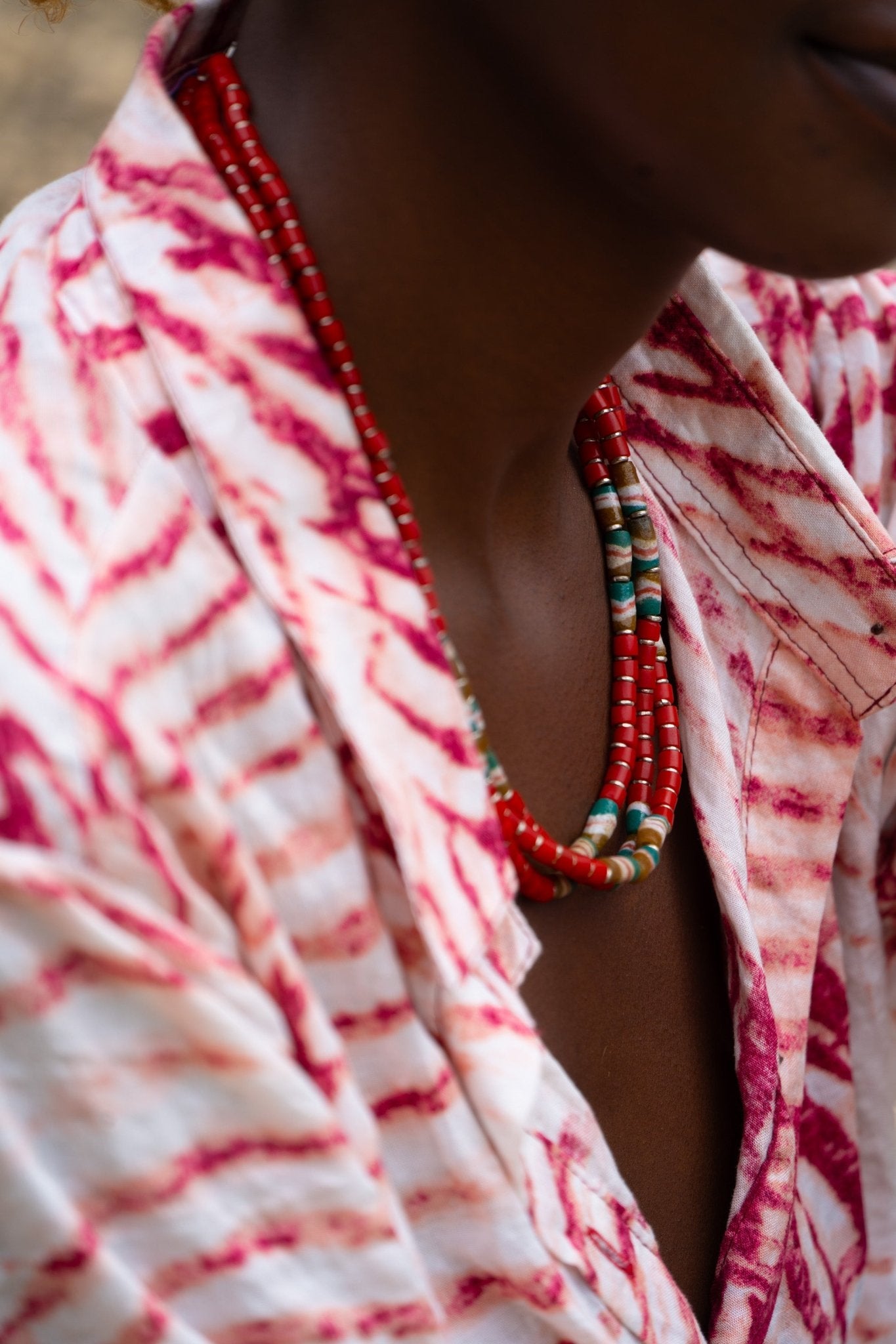 Red Earth Tone African Bead Necklace — Handmade African Jewelry - Zawadi Hat Fashion