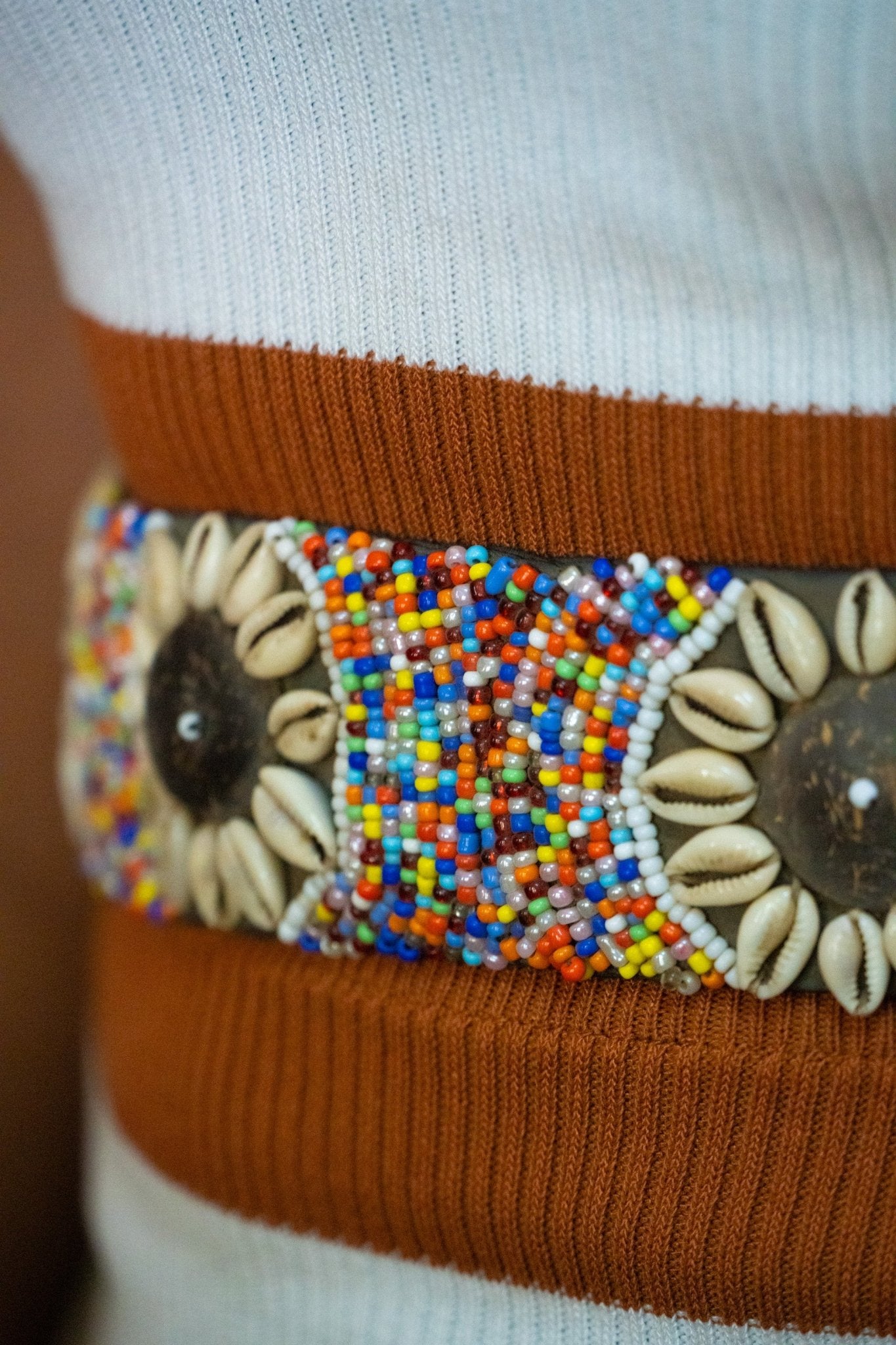 Beaded Leather Belt with Cowrie Shells - Zawadi Hat Fashion