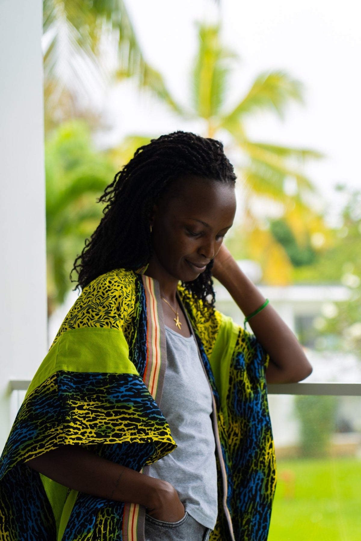 Electric Safari Kenyan Wrap | African Print Open Kaftan - Zawadi Hat Fashion