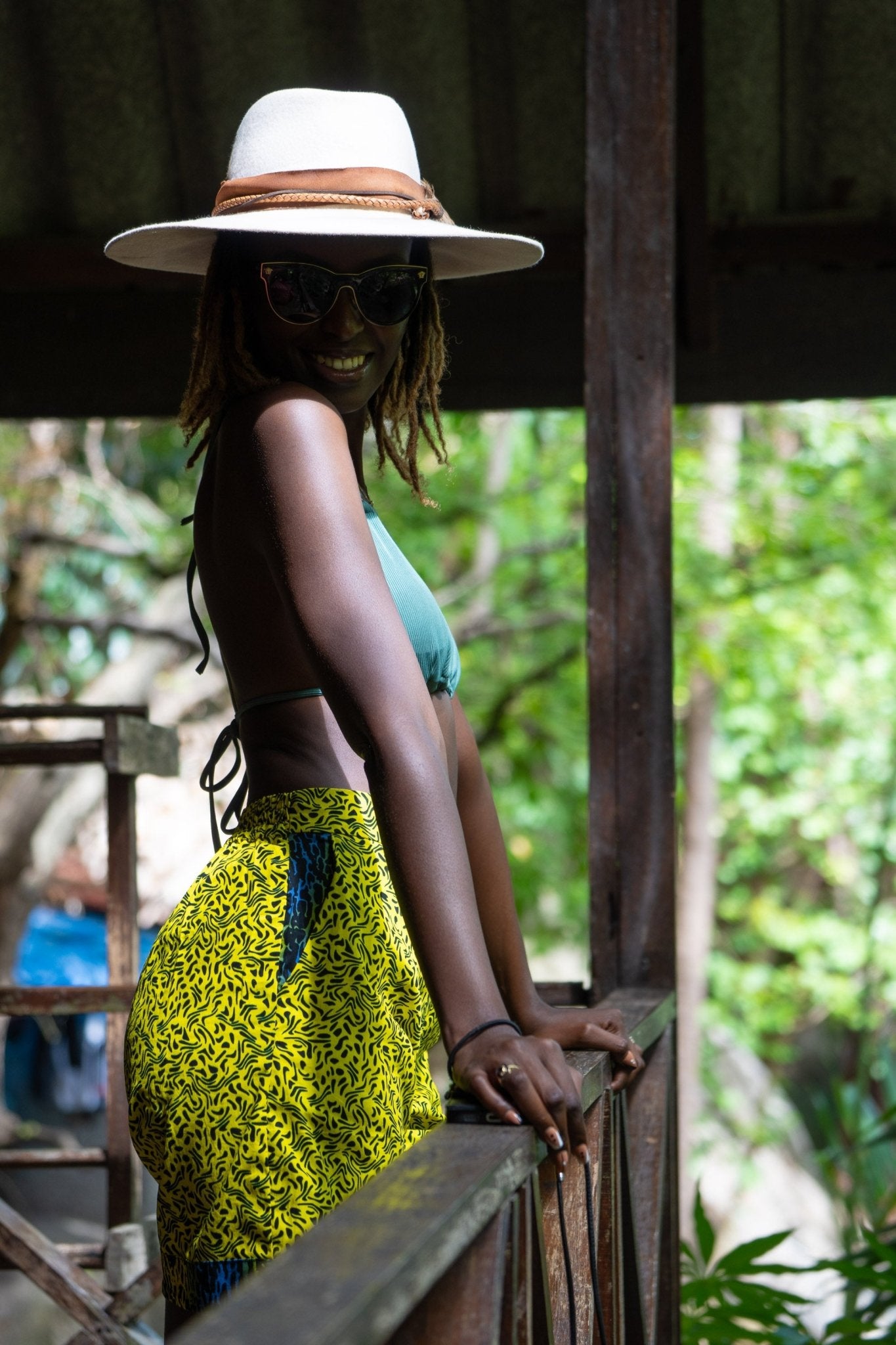 Electric Safari Resort Shorts | African Print Wear - Zawadi Hat Fashion
