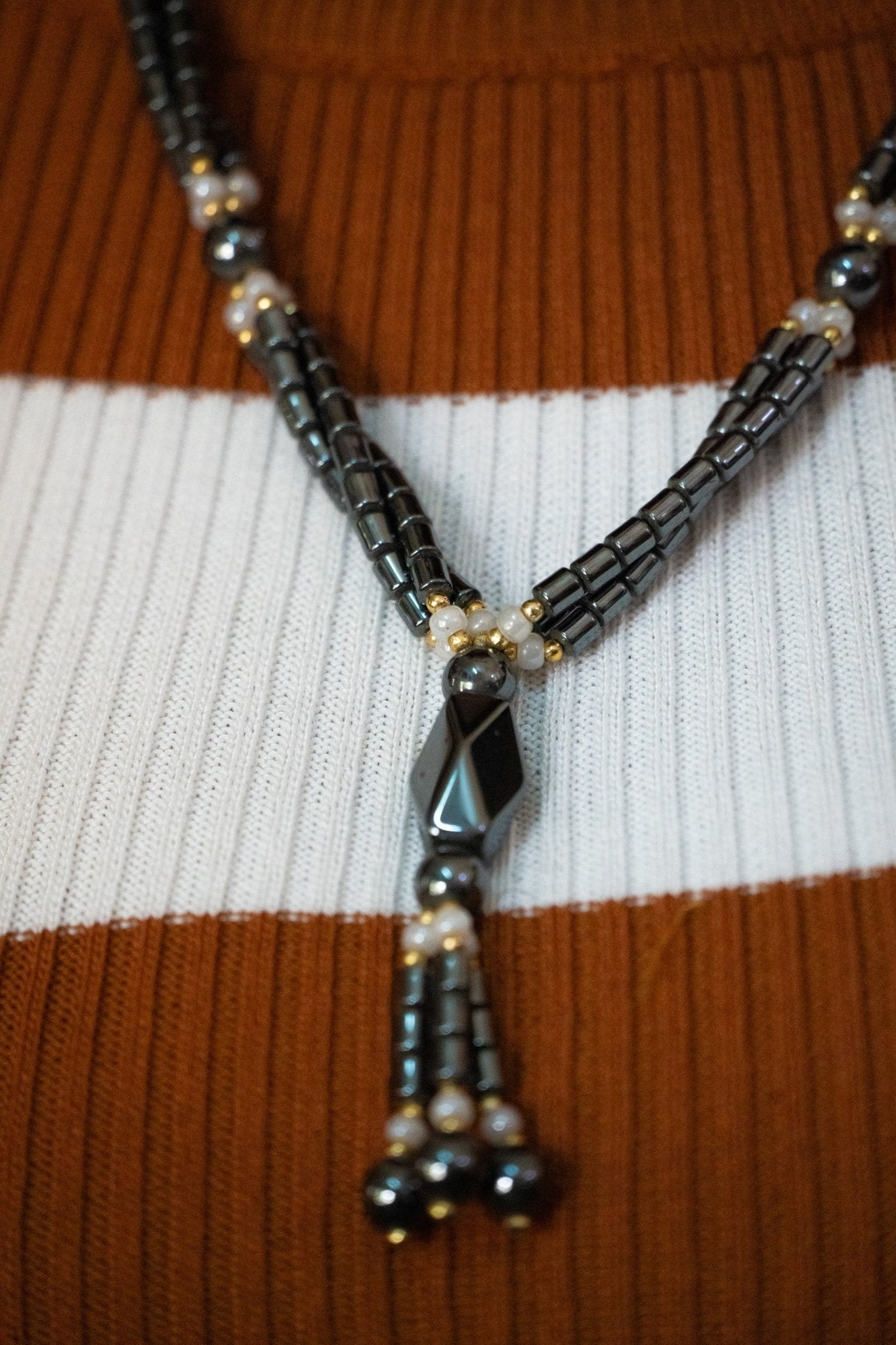 Hematite & Gold Accent Necklace - Zawadi Hat Fashion