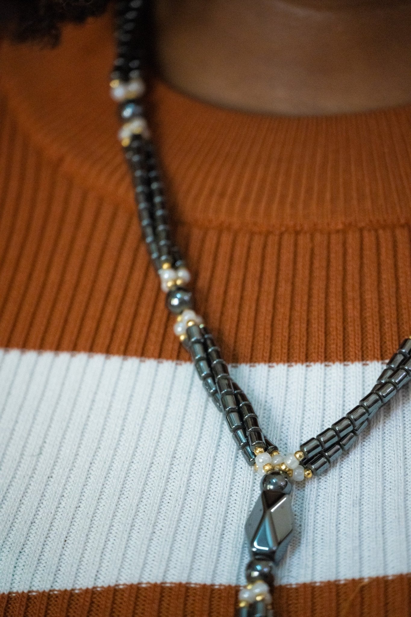 Hematite & Gold Accent Necklace - Zawadi Hat Fashion