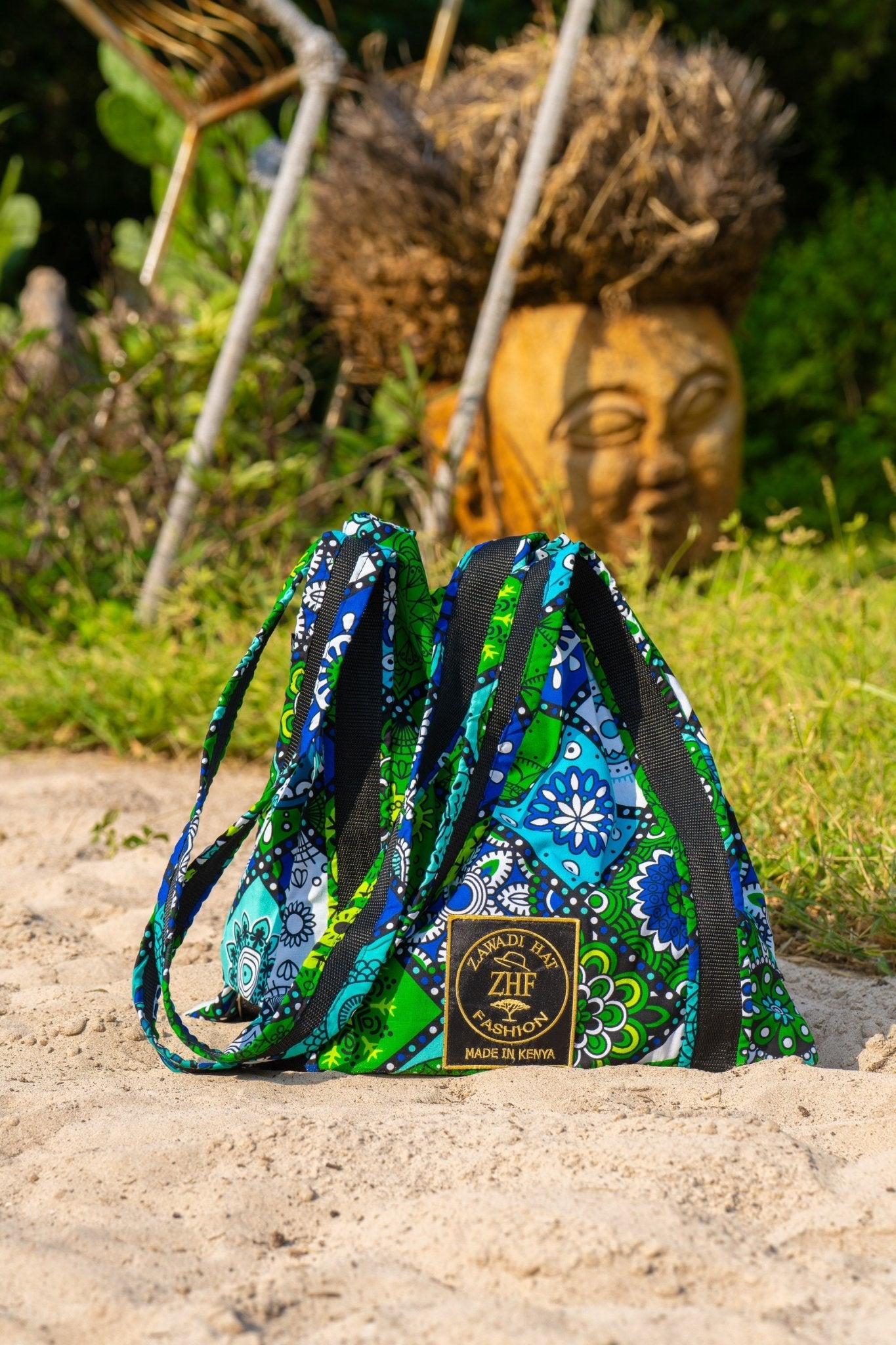 Mandala Bloom Hippie Beach Bag — African Print Travel Bag - Zawadi Hat Fashion