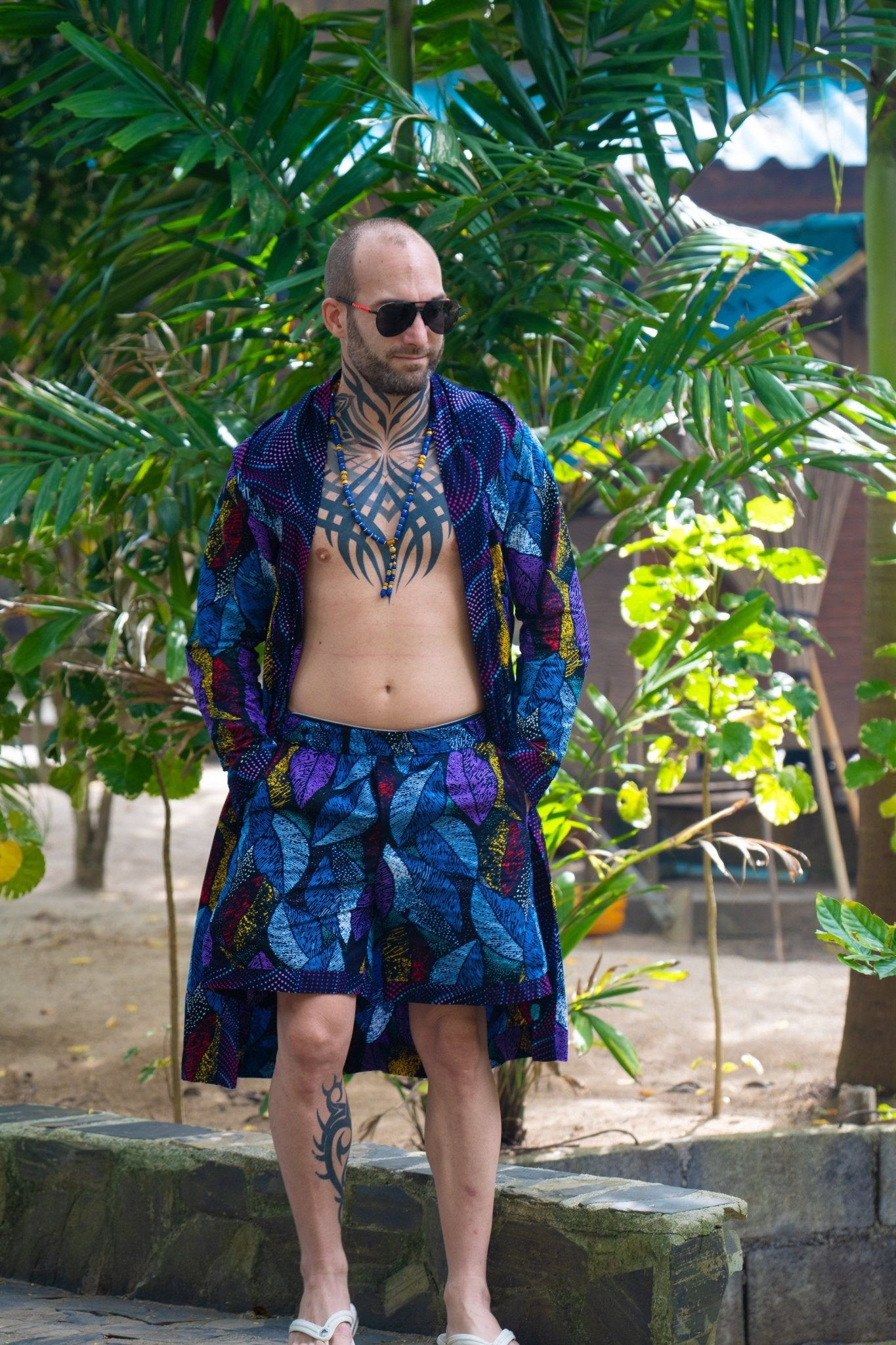 Midnight Garden Short Cover - Up — Luxury Resort Wear - Zawadi Hat Fashion