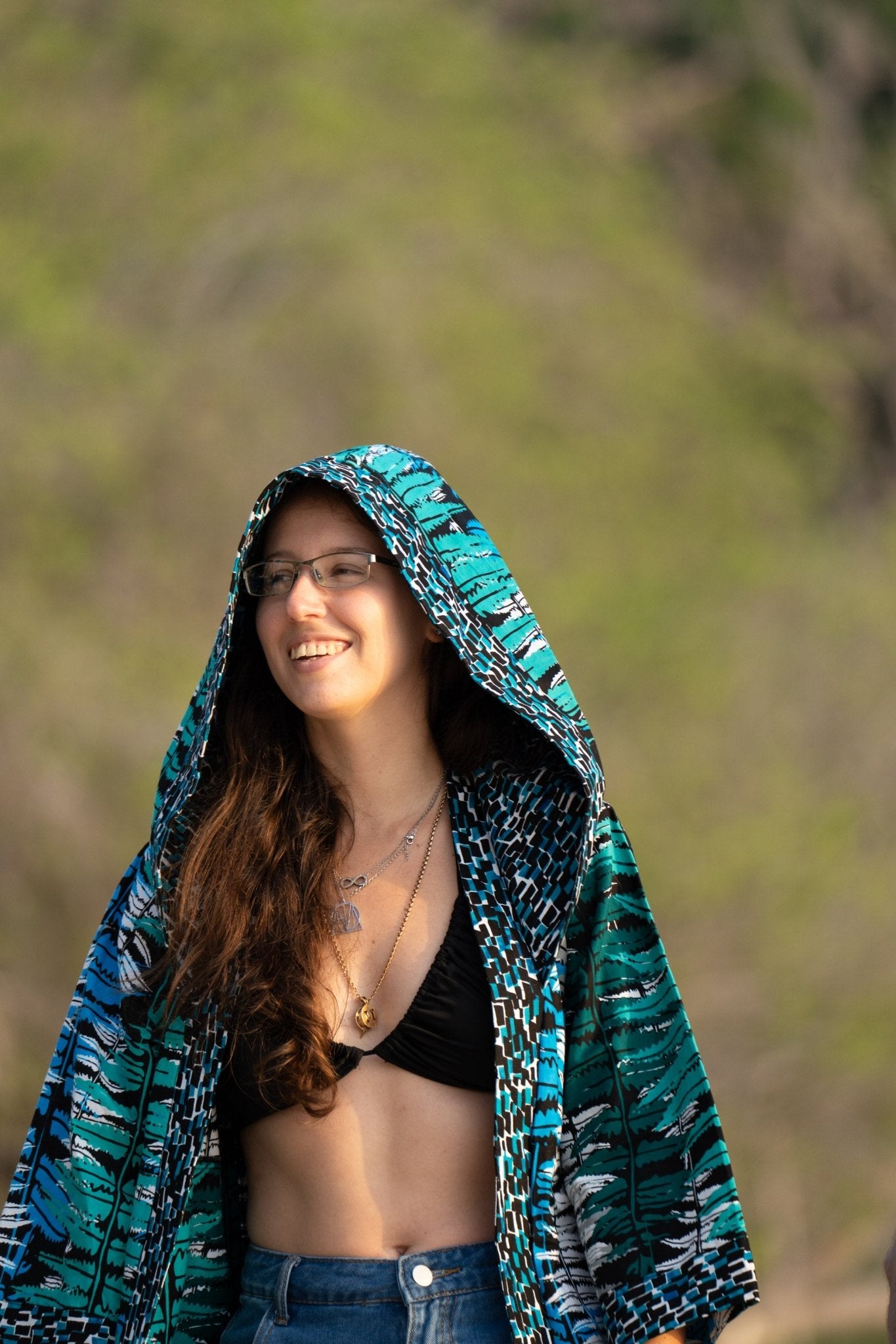 Ocean Teal Long Cover - Up — Double - Slit Luxury Resort Wear - Zawadi Hat Fashion