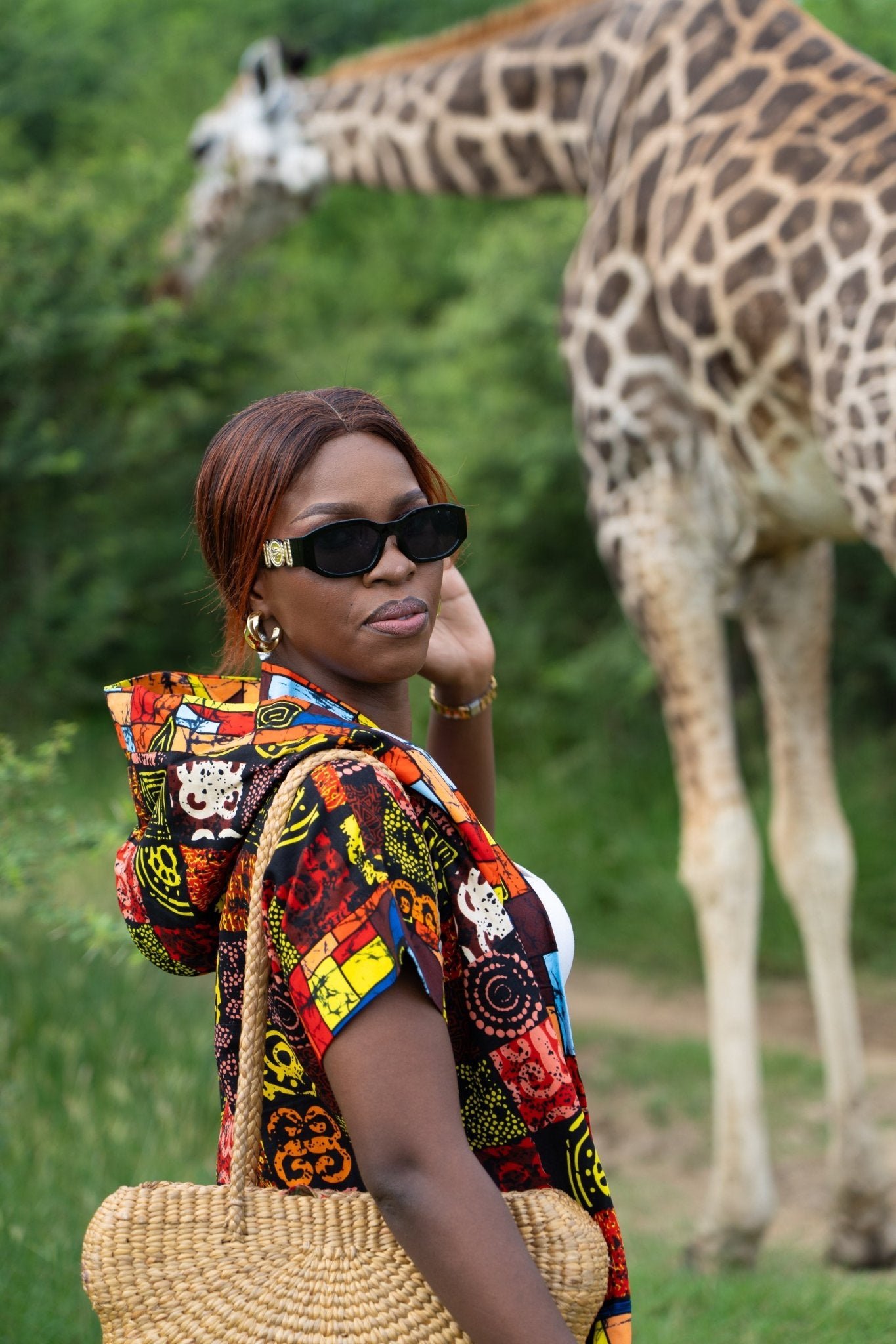 Spice Mix Amber Hooded Full-Length Cover-Up | African Print Resort Silhouette - Zawadi Hat Fashion