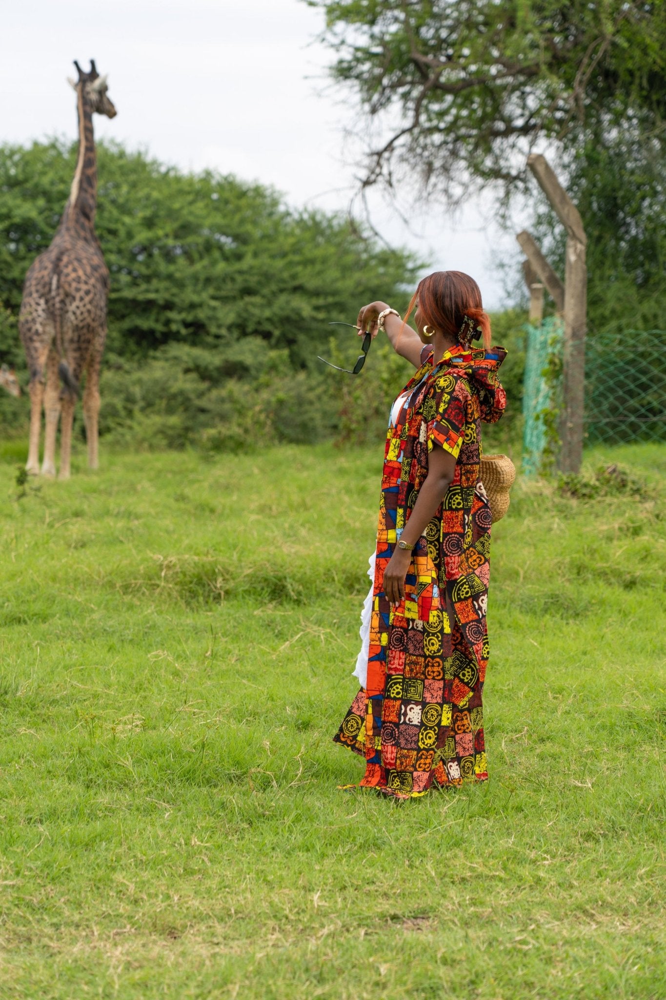 Spice Mix Amber Hooded Full-Length Cover-Up | African Print Resort Silhouette - Zawadi Hat Fashion