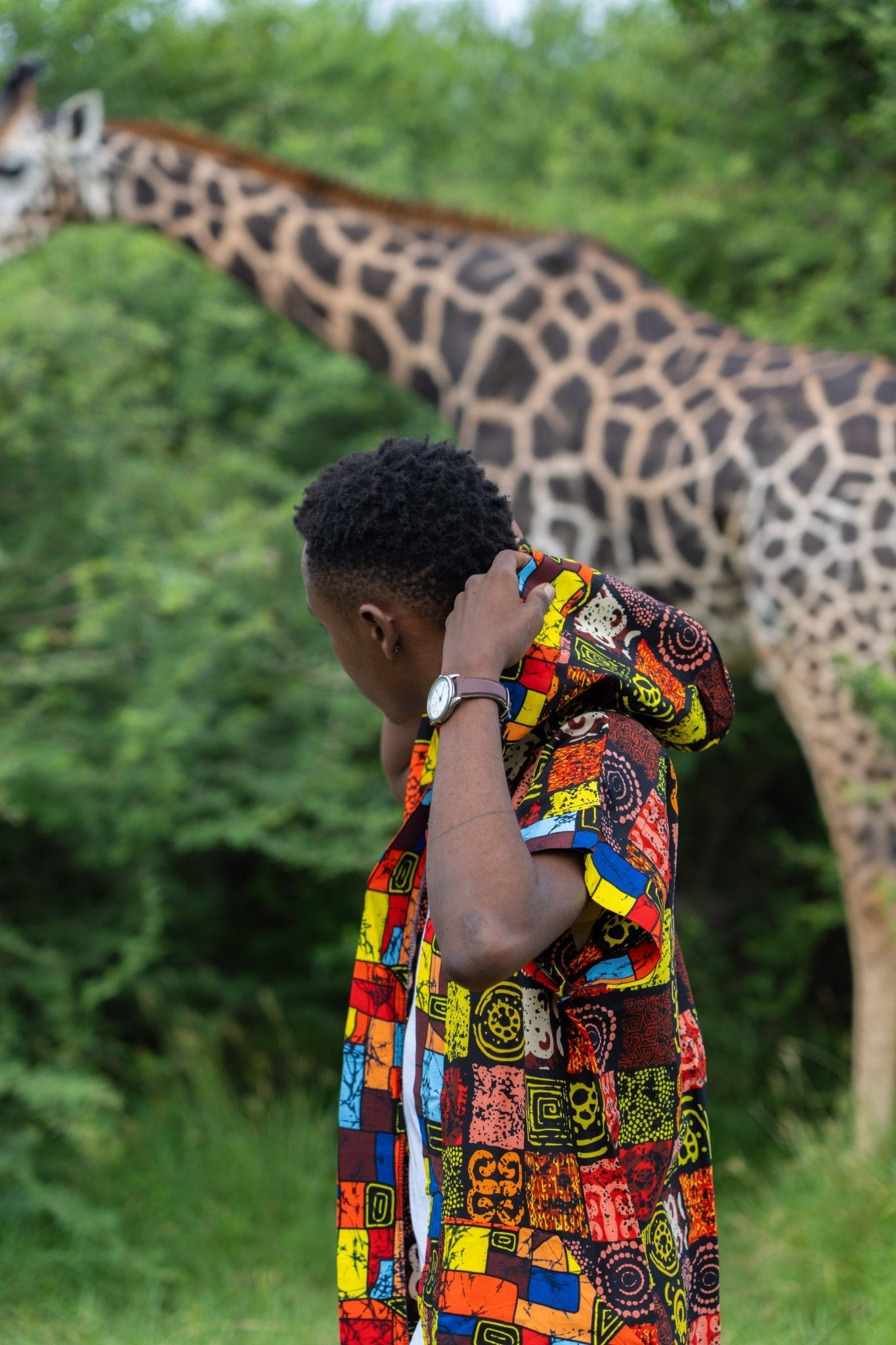 Spice Mix Amber Hooded Knee-Length Cover-Up | African Print Resort Silhouette - Zawadi Hat Fashion