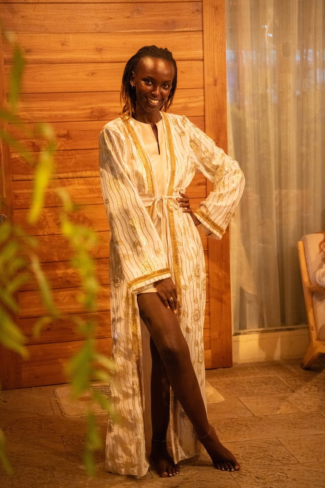 White & Gold Cover - Up — Luxury Resort Wear - Zawadi Hat Fashion