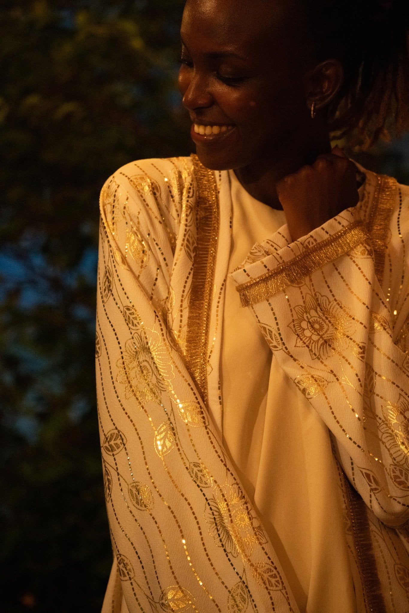 White & Gold Cover - Up — Luxury Resort Wear - Zawadi Hat Fashion