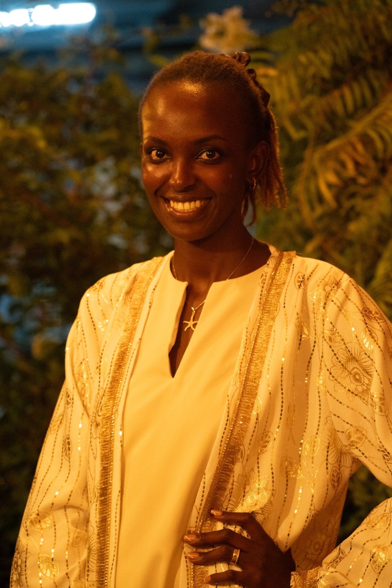 White & Gold Cover - Up — Luxury Resort Wear - Zawadi Hat Fashion