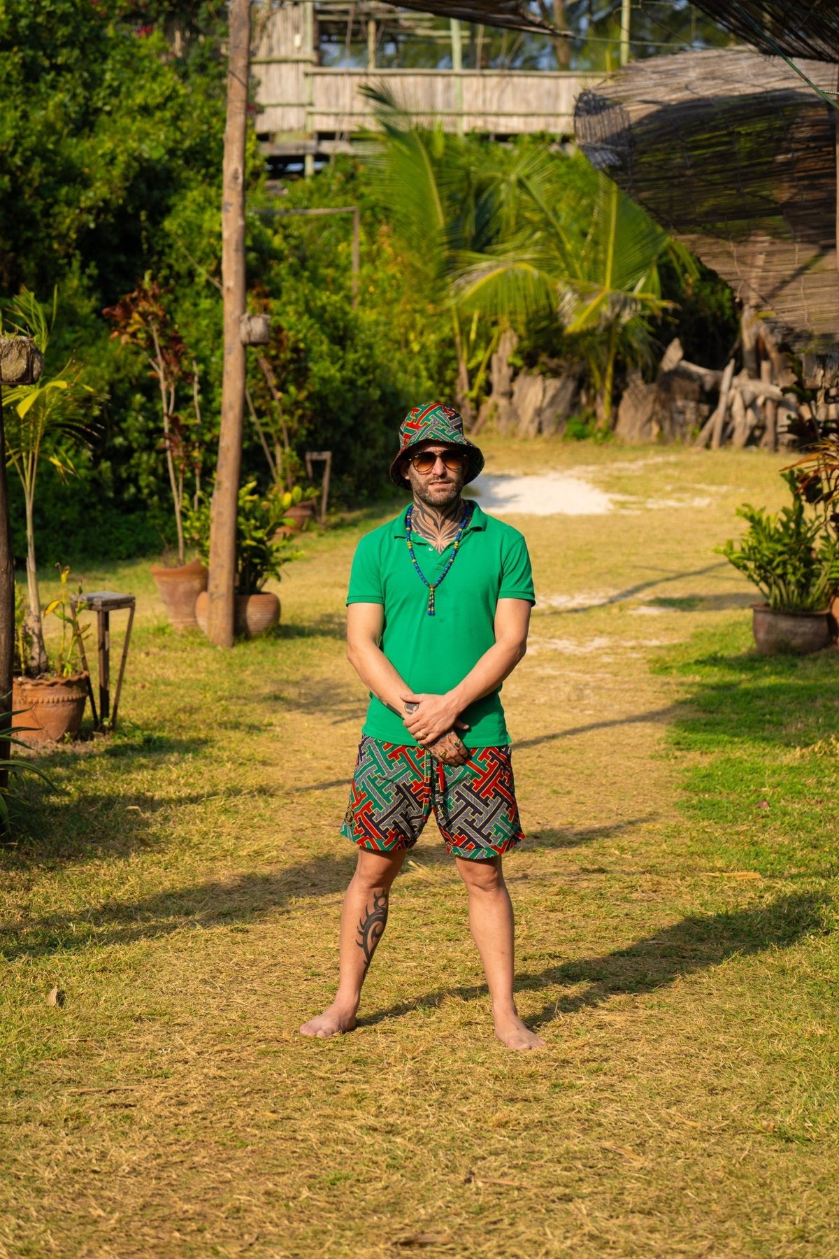 Zamu Beach Shorts — African Print Men's Resort Shorts - Zawadi Hat Fashion